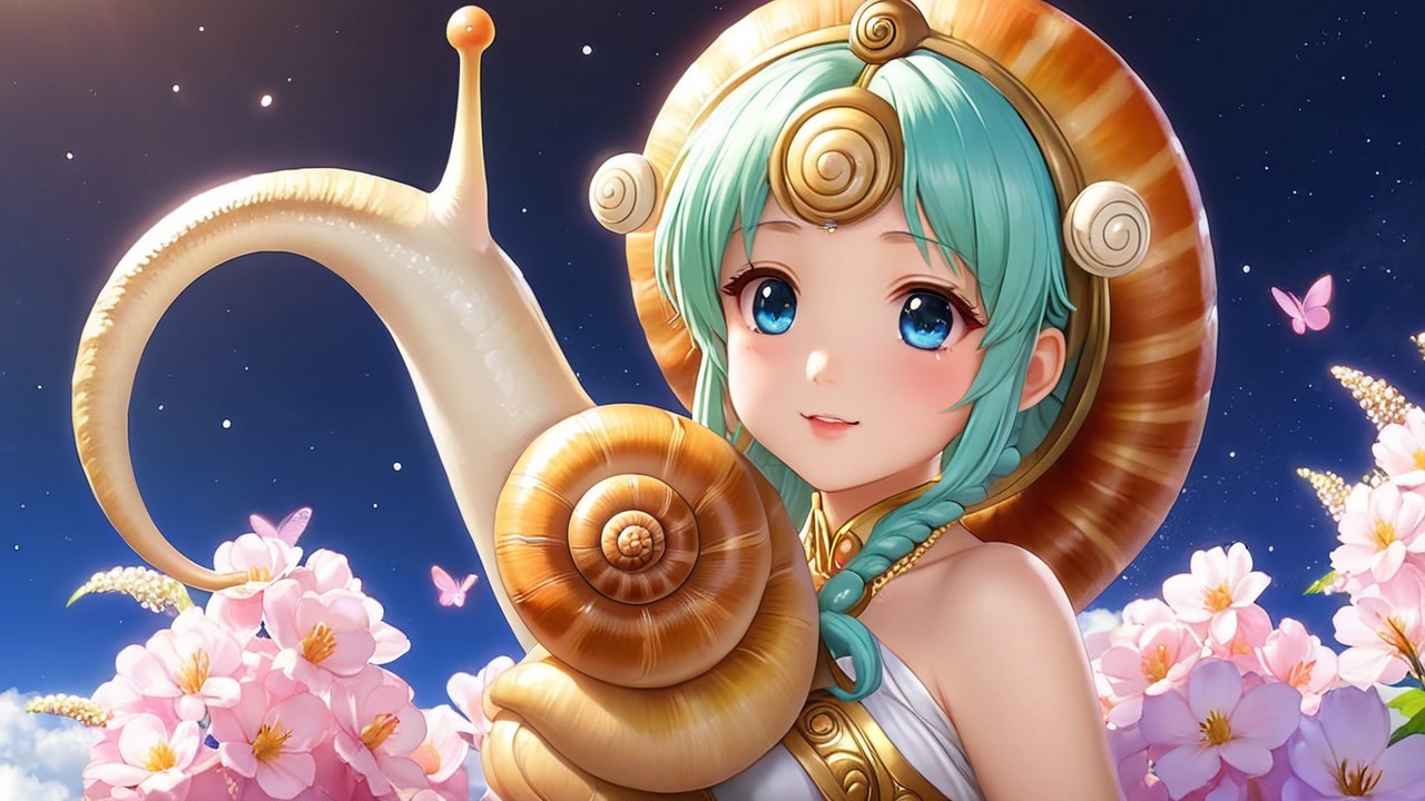 Whimsical Character Among Cherry Blossoms and Butterflies