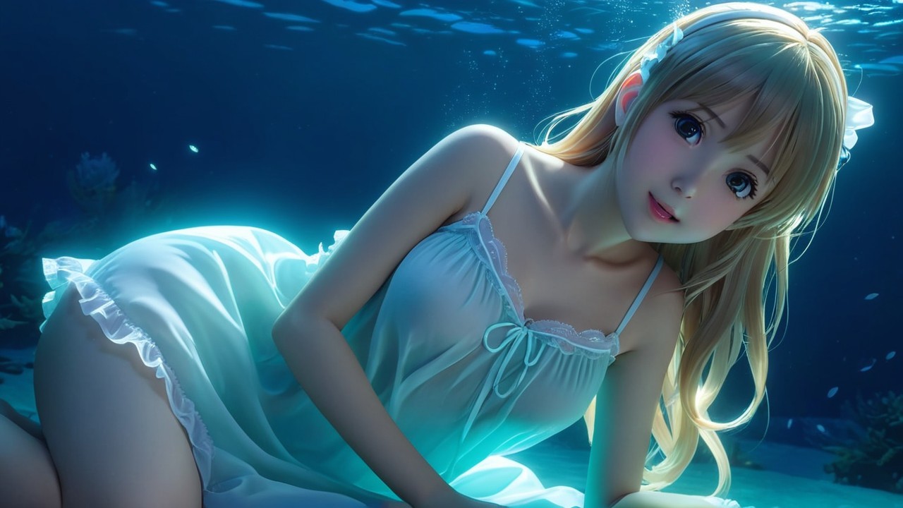 Enchanting Underwater Scene with a Young Female Character
