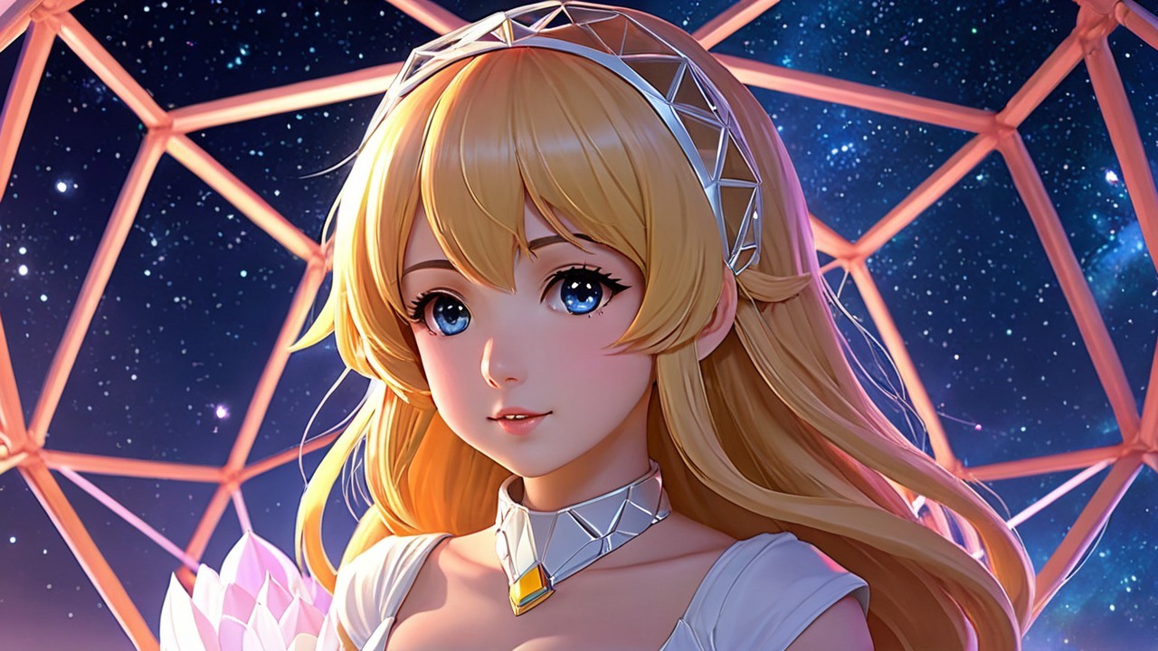Anime Character with Blonde Hair in Cosmic Setting