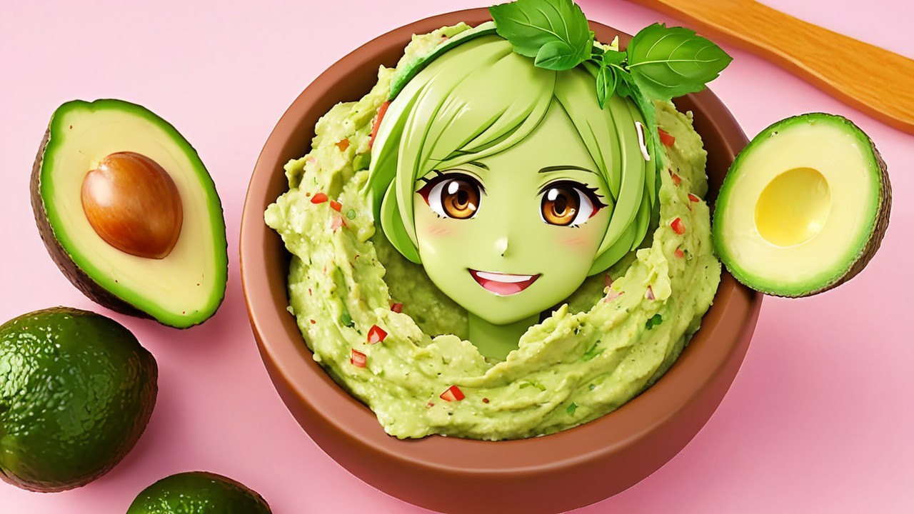 Whimsical Guacamole Bowl with Character and Avocados