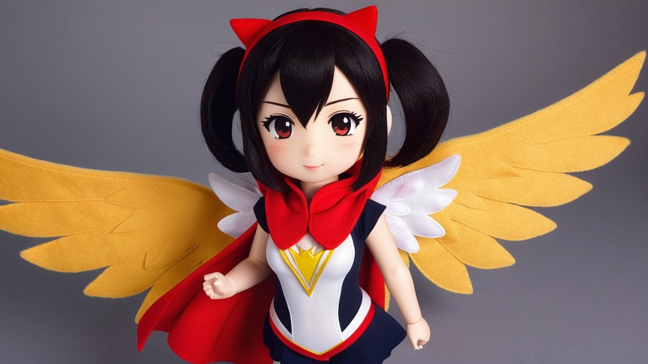 Cheerful Doll with Pigtails and Fantasy Costume