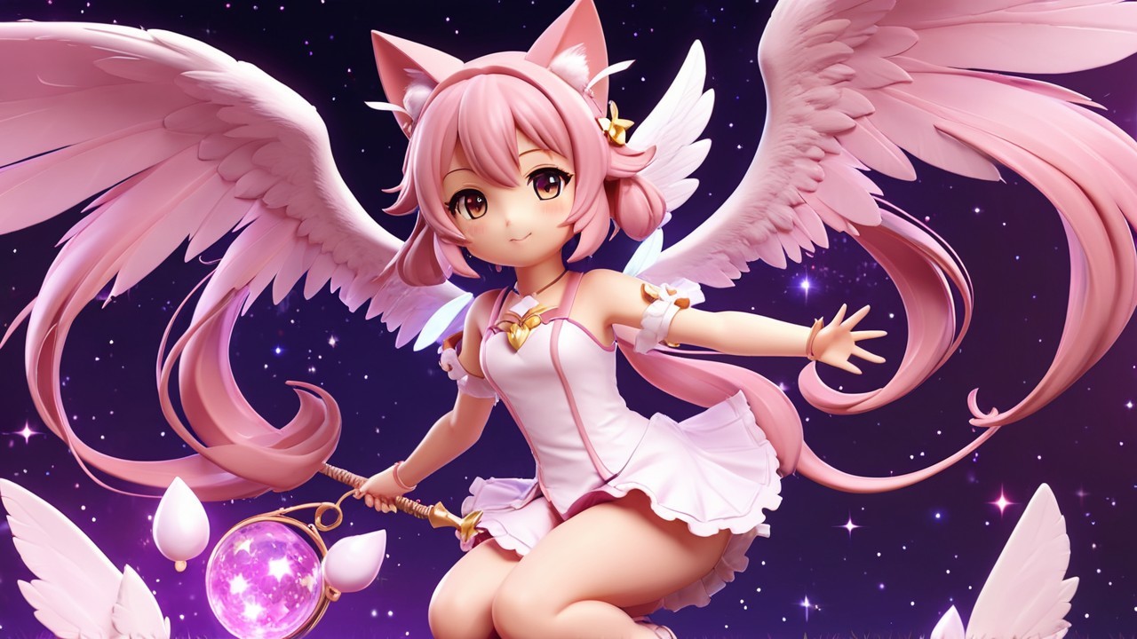 Anime Character with Pink Hair and Cat Ears