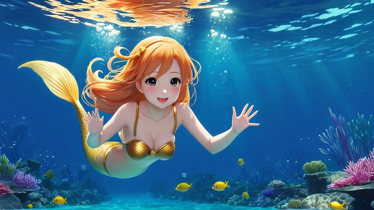 Charming Anime Mermaid Underwater Adventure