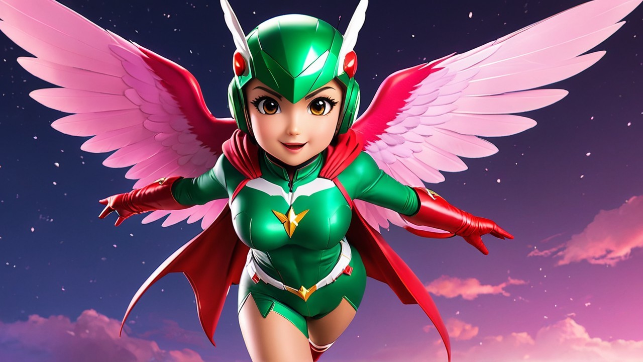Vibrant Animated Character in Superhero Costume