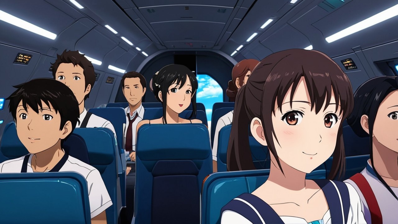 Futuristic Vehicle Interior with Engaged Young Adults