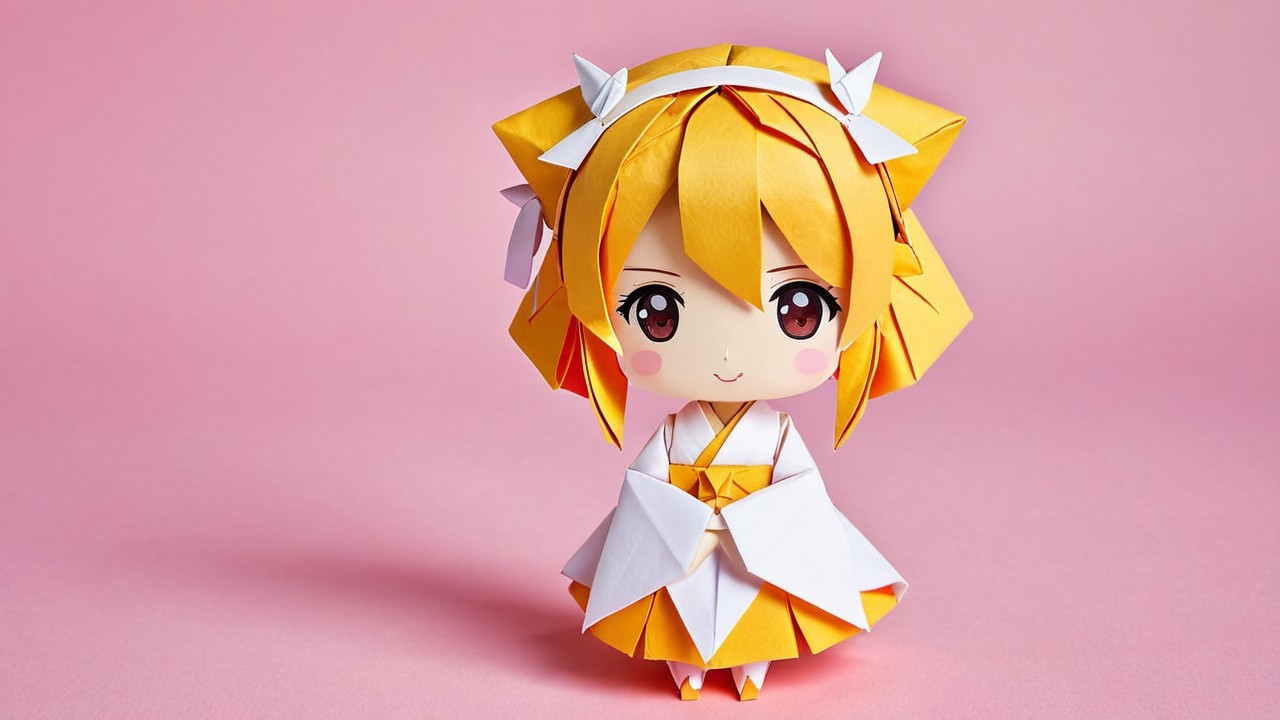 Handmade Origami Character with Yellow Spiky Hair