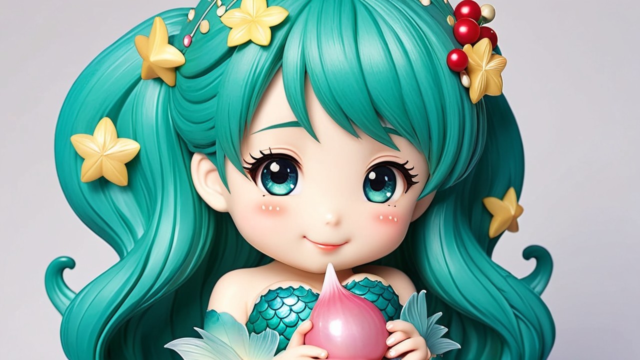 Charming girl with turquoise hair and mermaid outfit