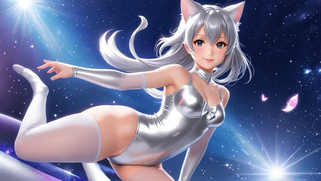 Futuristic Anime Character in Cosmic Space Setting