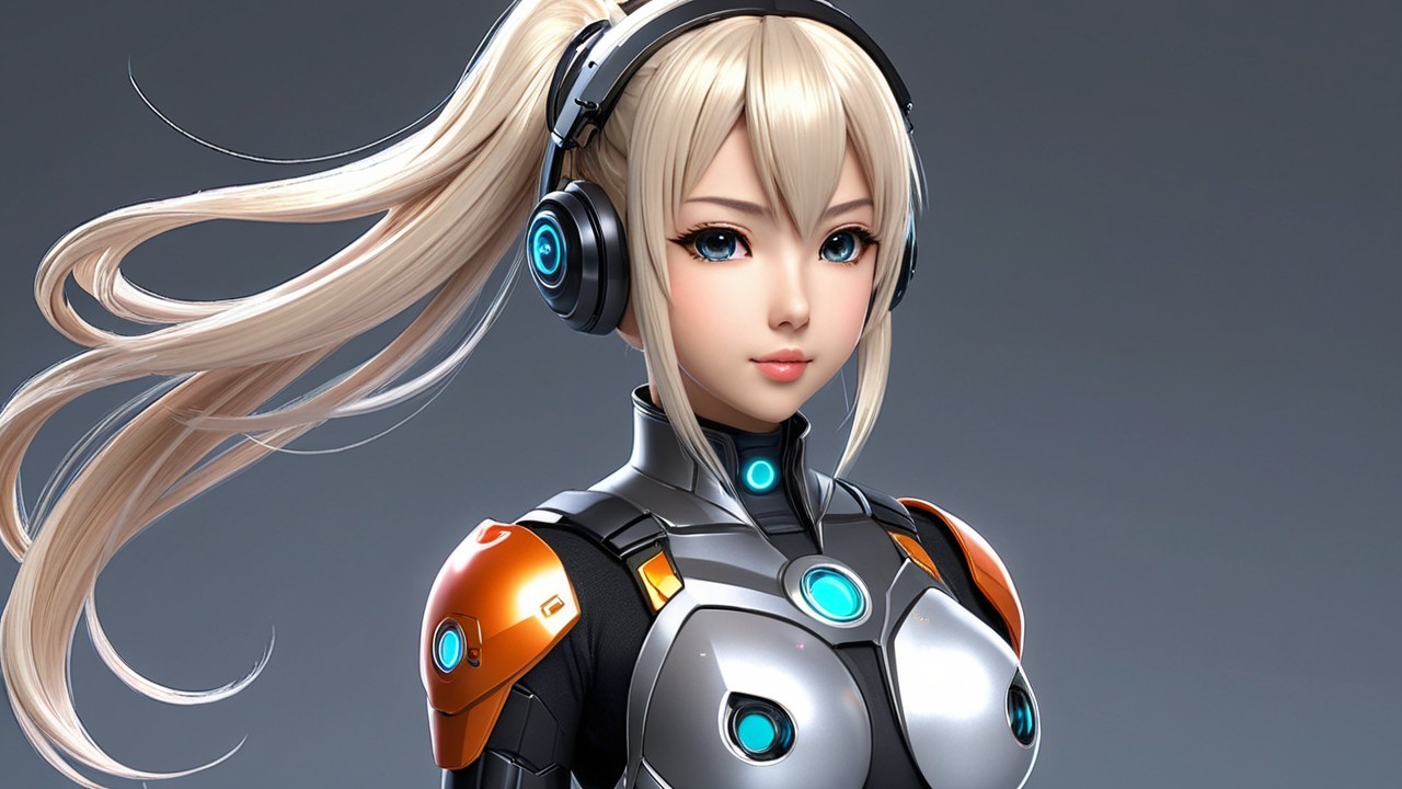 Futuristic Female Character in High-Tech Suit