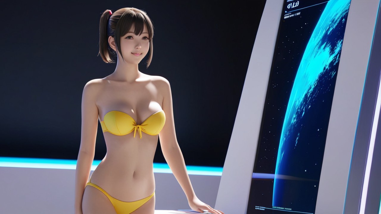 Digital Character with Futuristic Earth Display