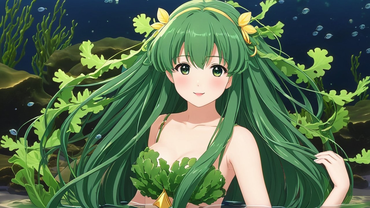 Whimsical Underwater Scene with a Young Mermaid