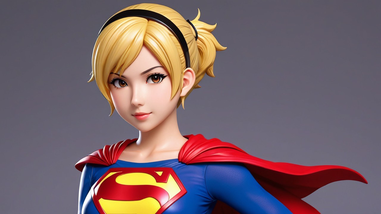 Animated superhero character in vibrant blue costume