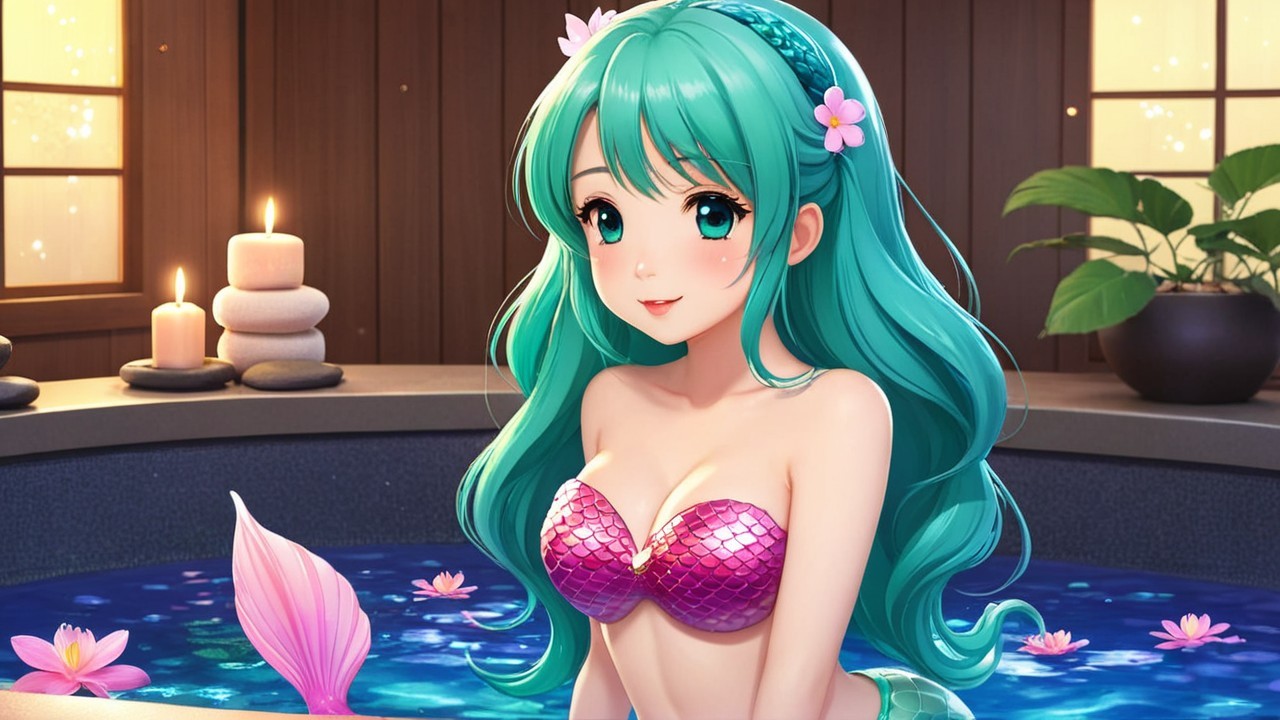 Serene Mermaid in Tranquil Underwater Scene