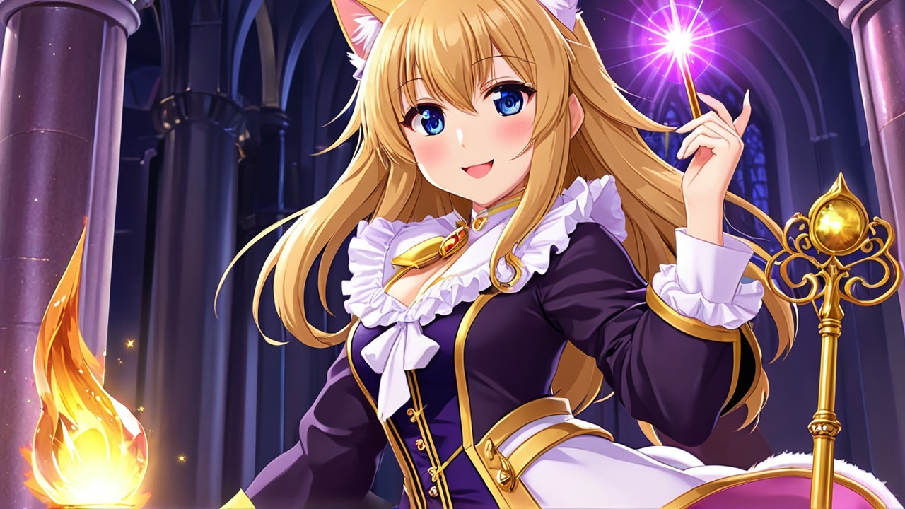 Confident Character in Elegant Outfit with Magical Staff
