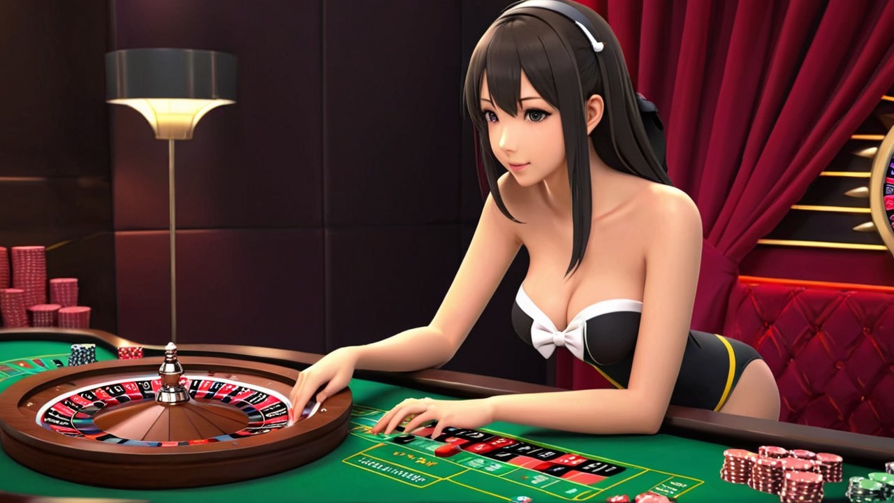 Stylized Character at Luxurious Casino Table