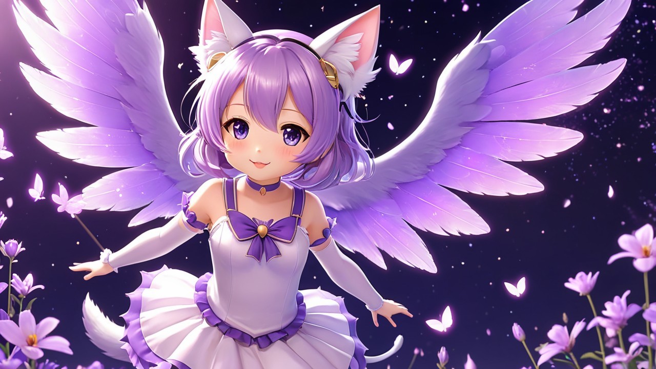 Whimsical Character with Lavender Hair and Wings