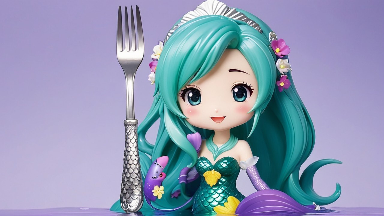 Whimsical Anime-Style Mermaid Figurine Description