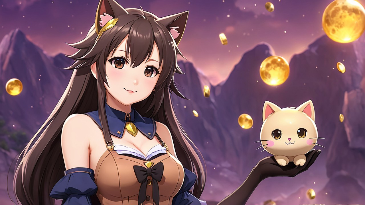 Character with Cat Ears in Whimsical Landscape