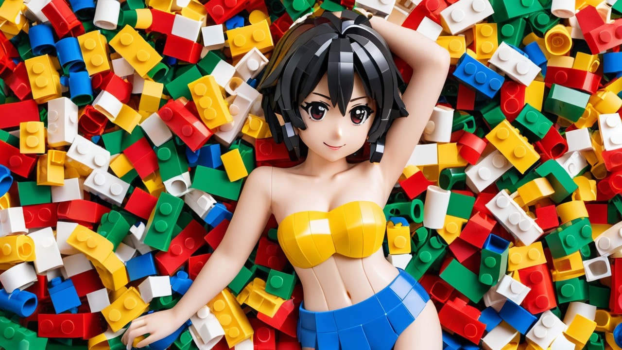 Colorful LEGO Bricks and Playful Figure Scene