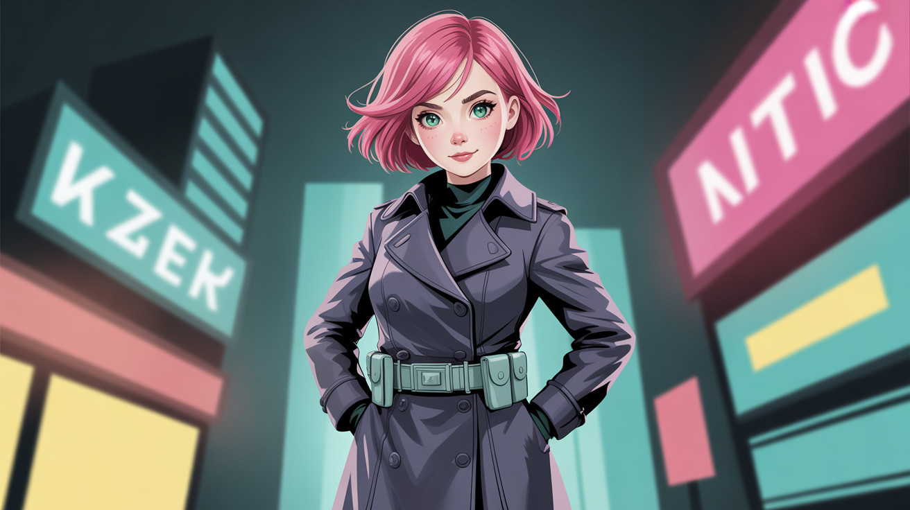 Anime Portrait of Confident Woman in Urban Setting