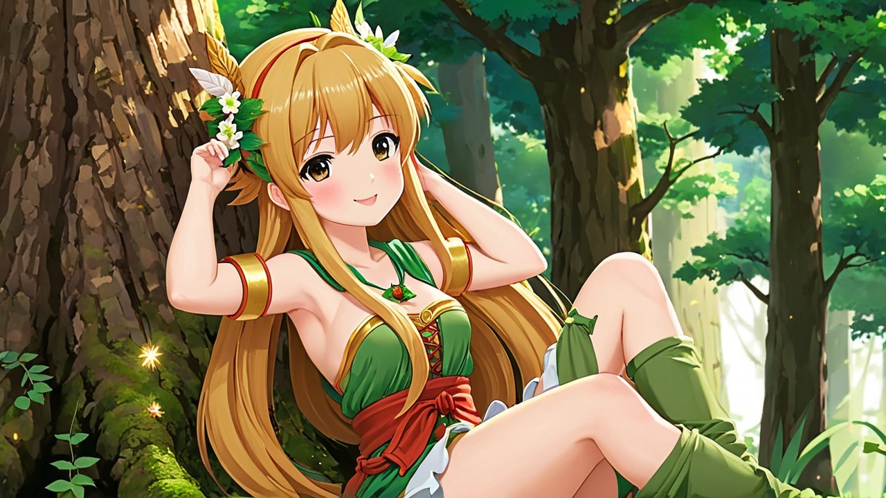 Anime Character in Vibrant Forest Setting