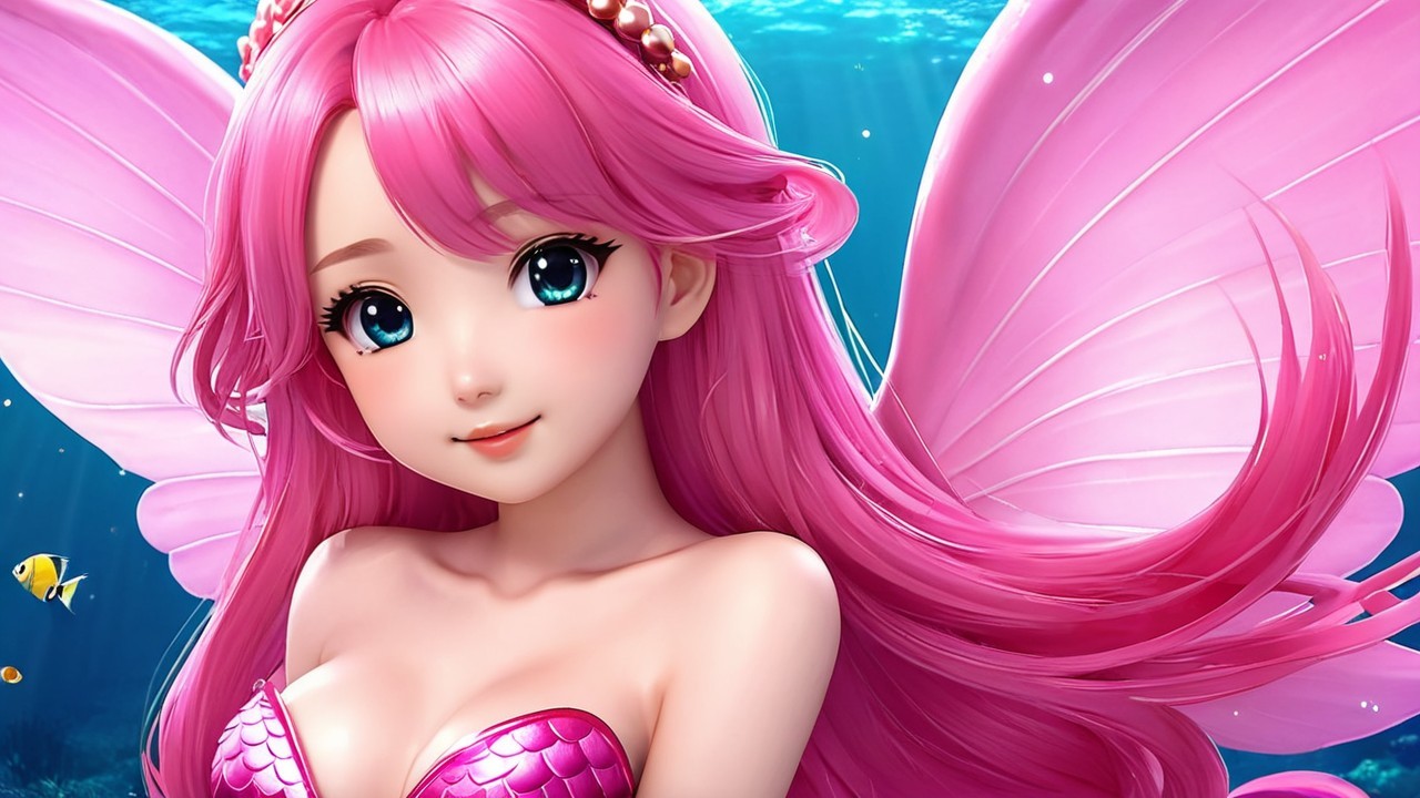 Vibrant Female Character with Pink Hair and Wings