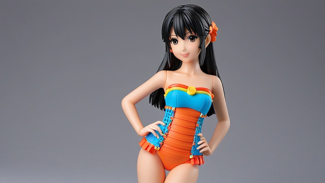Vibrant Young Woman in Colorful Swimsuit Design