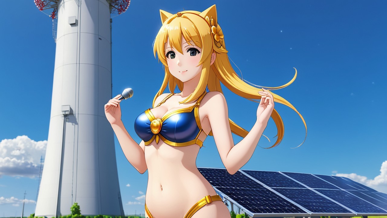 Stylized Character with Renewable Energy Background