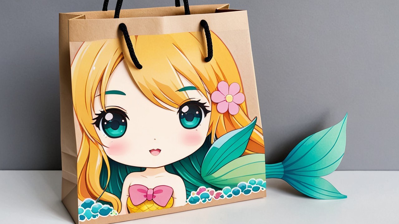 Whimsical Mermaid Gift Bag with Vibrant Colors