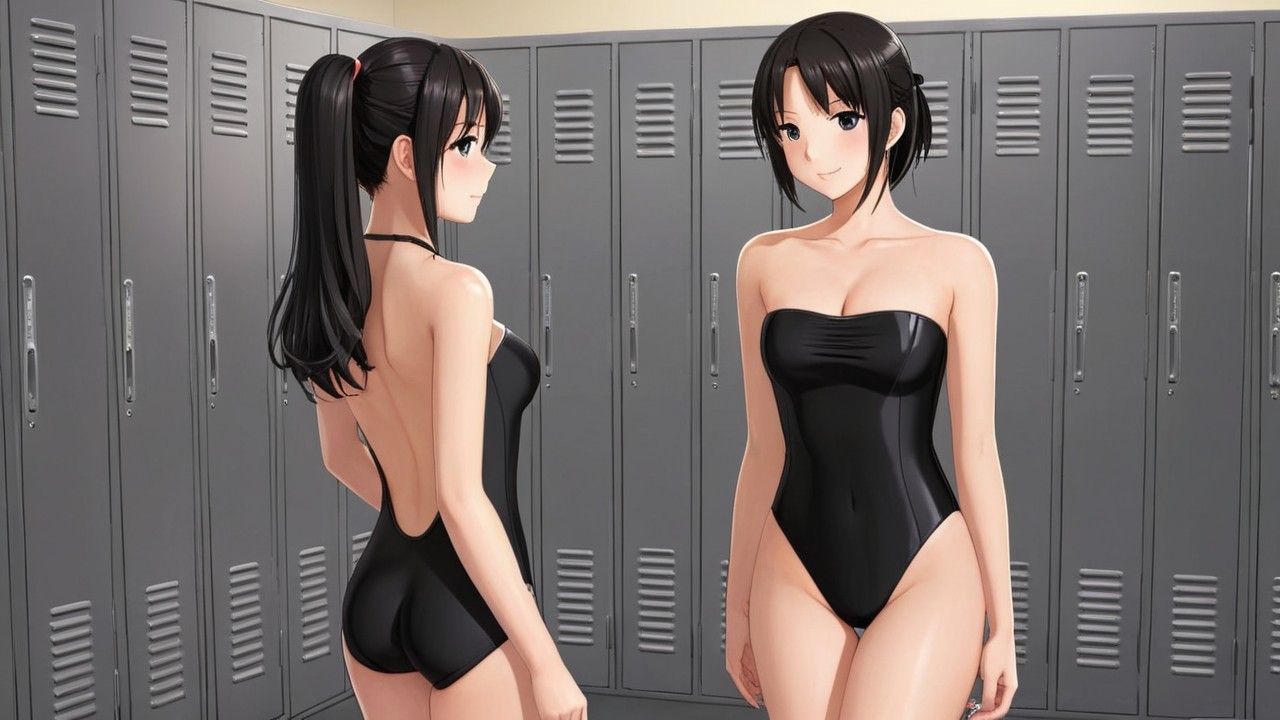 Animated Female Characters in Locker Room Setting
