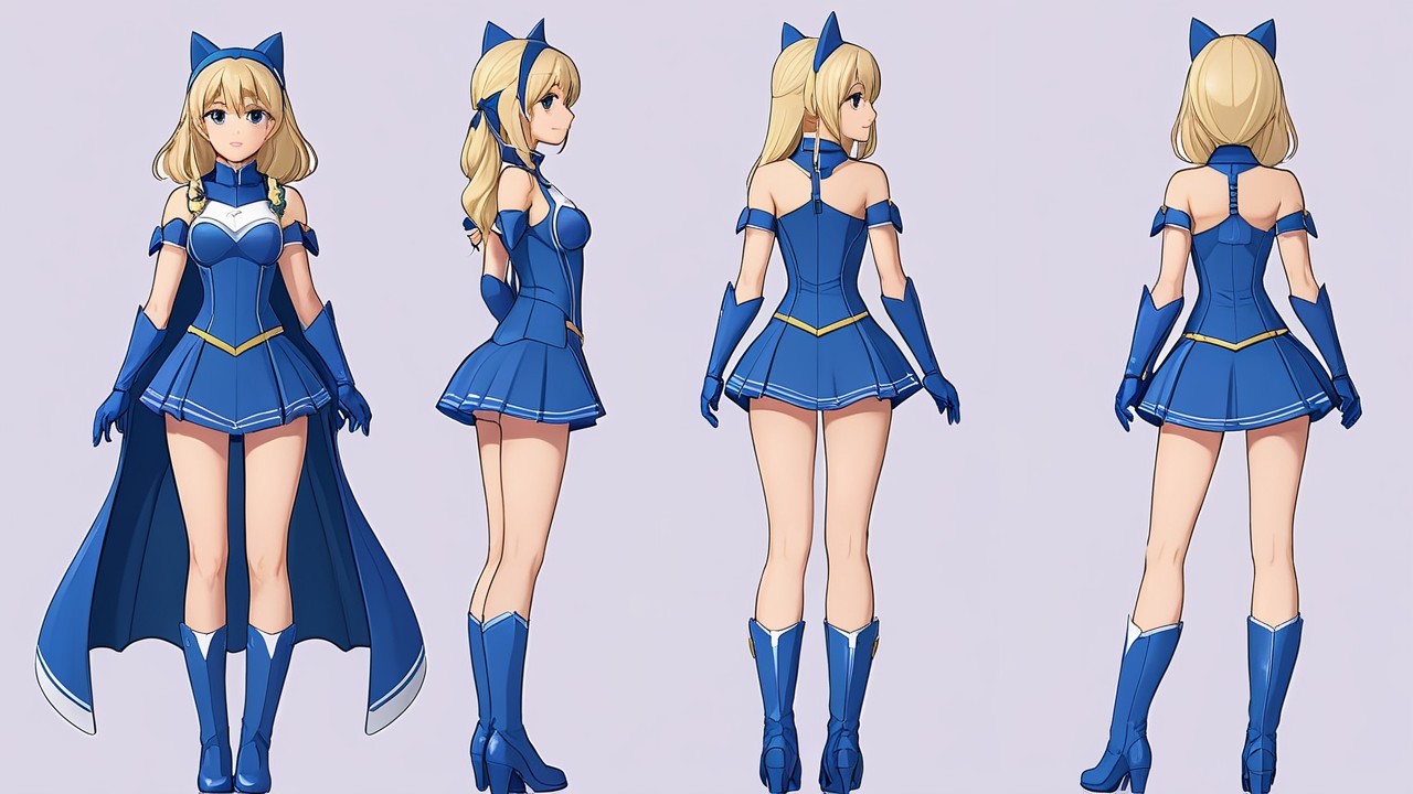 Anime Character Design of Young Woman with Cat Ears