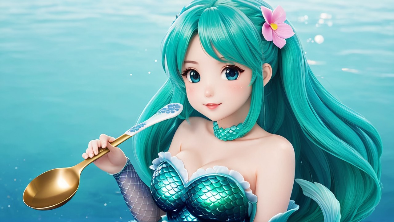 Vibrant Mermaid with Turquoise Hair in Enchanting Water
