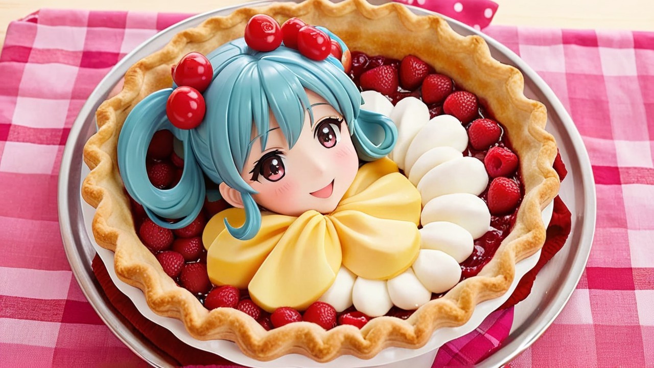 Whimsical Dessert Pie with Raspberry Filling and Design