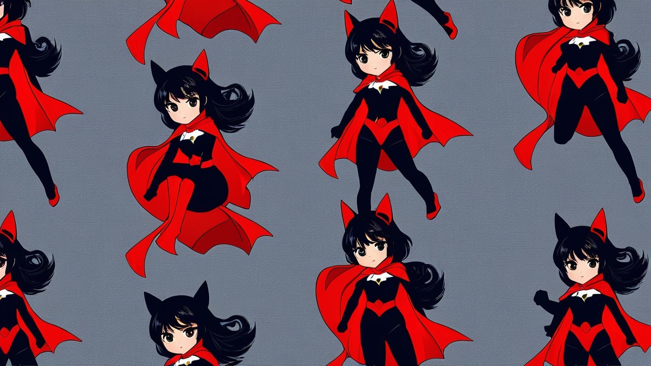 Anime Character Pattern in Black and Red Costume