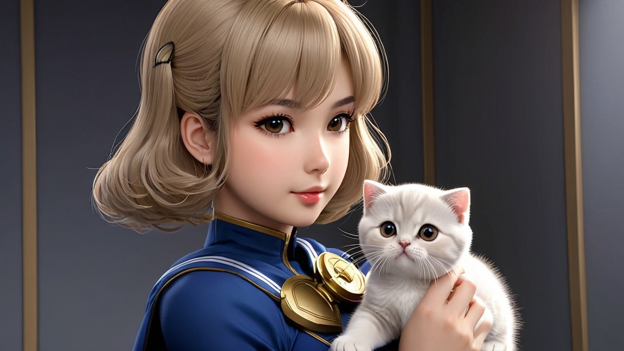 Young woman with kitten in a warm, charming setting