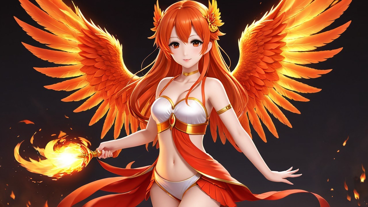 Character with Orange Hair and Glowing Wings
