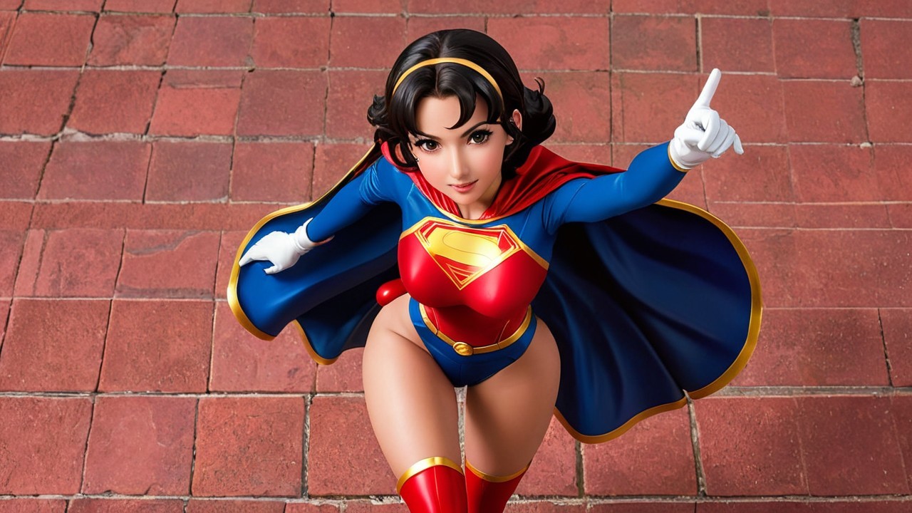 Superheroine in Vibrant Costume with Dynamic Pose