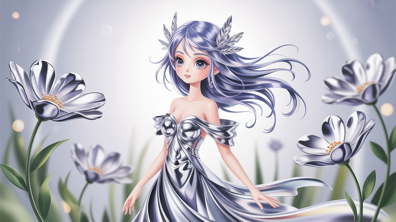 Anime Illustration of a Girl with Lavender Hair