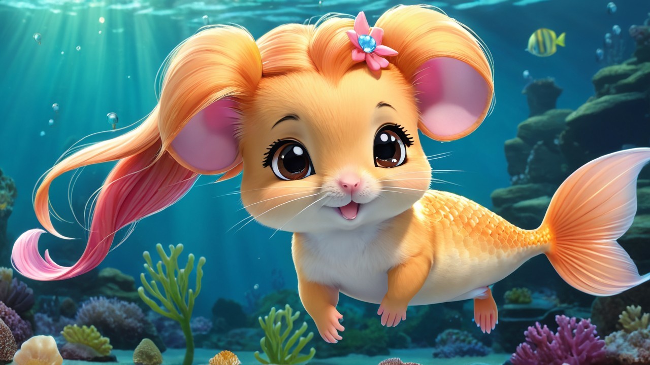 Whimsical Underwater Scene with Cute Animated Creature
