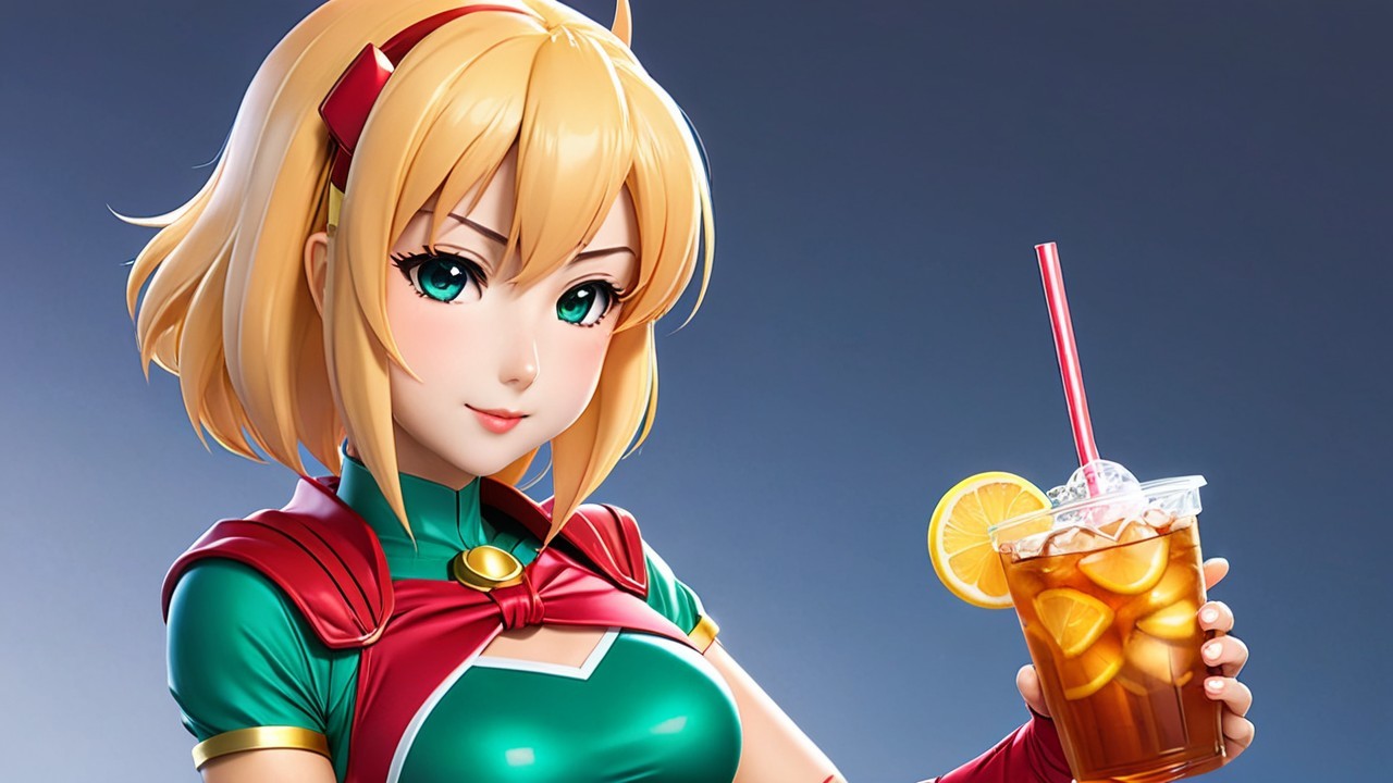 Anime Character with Blonde Hair and Green Outfit