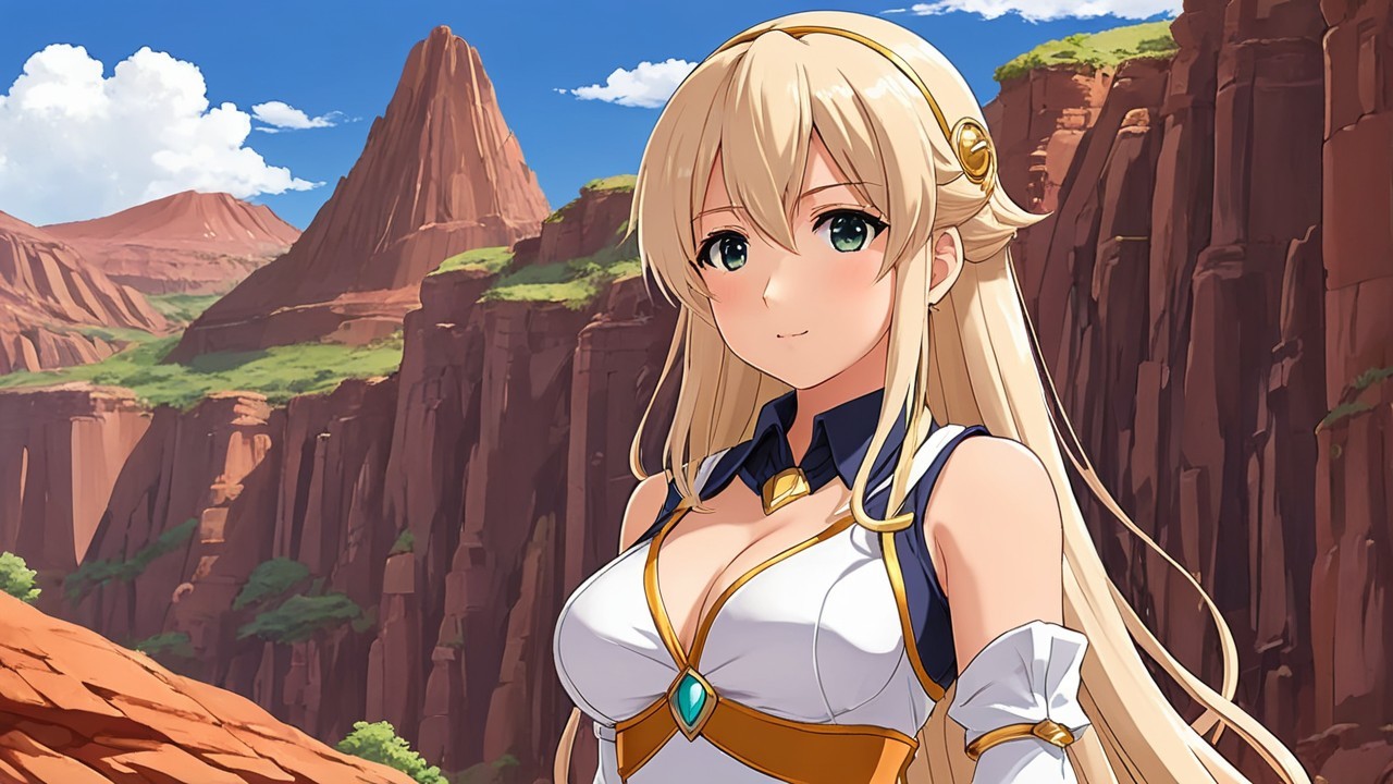 Fantasy Character with Blonde Hair and Blue Outfit