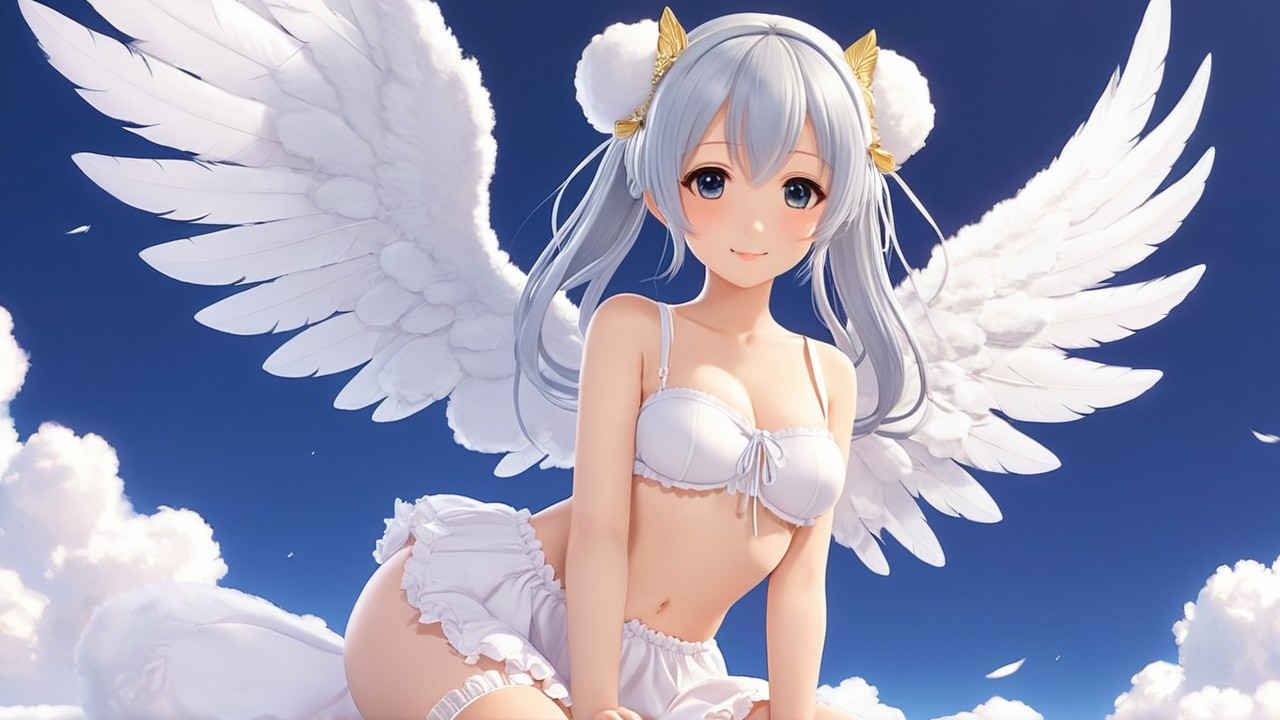Whimsical Anime Character with Silver Hair and Wings