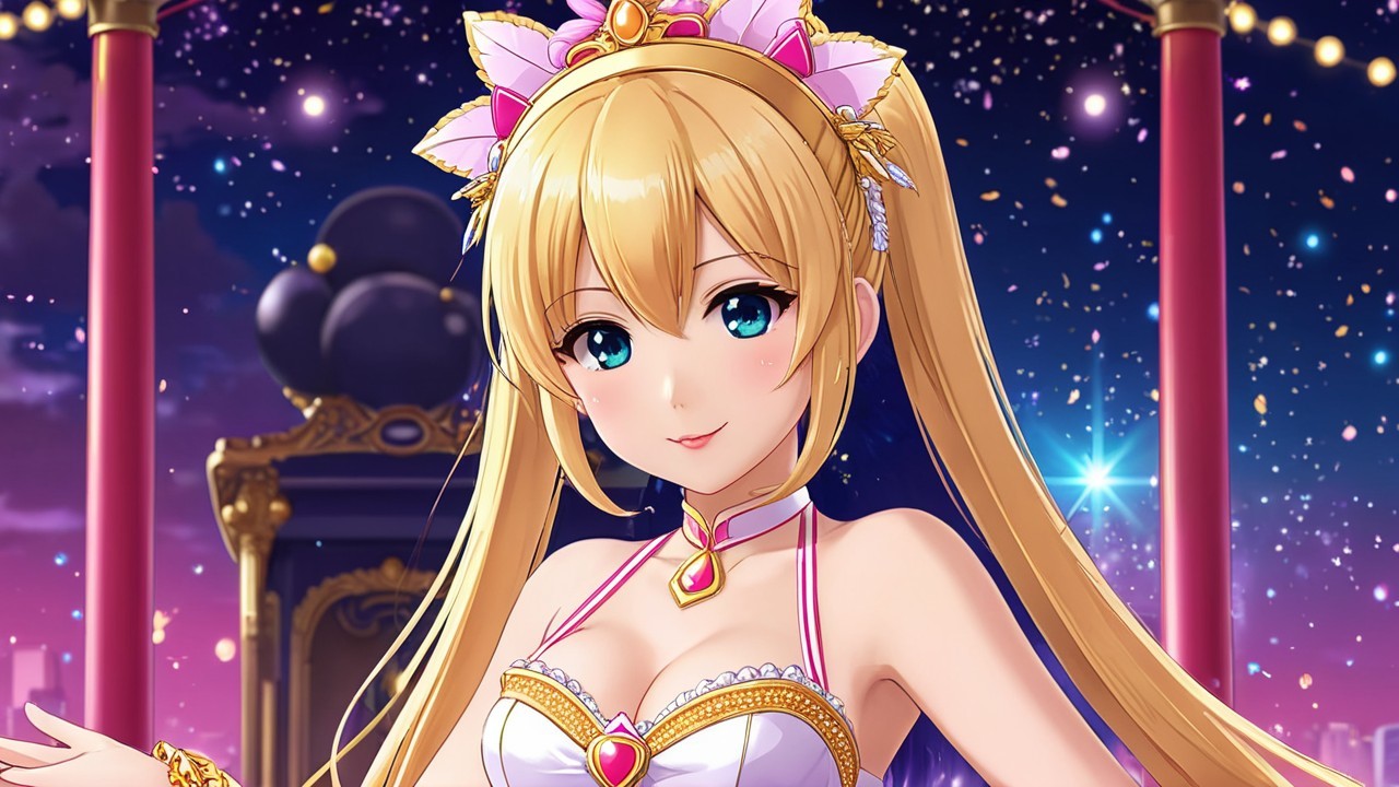 Anime Character in Glamorous Sparkling Setting