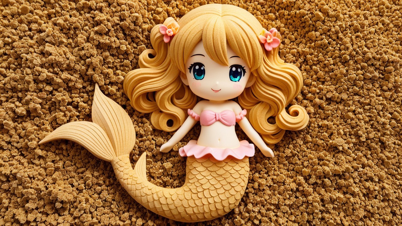 Cute anime-style mermaid figure with cheerful features