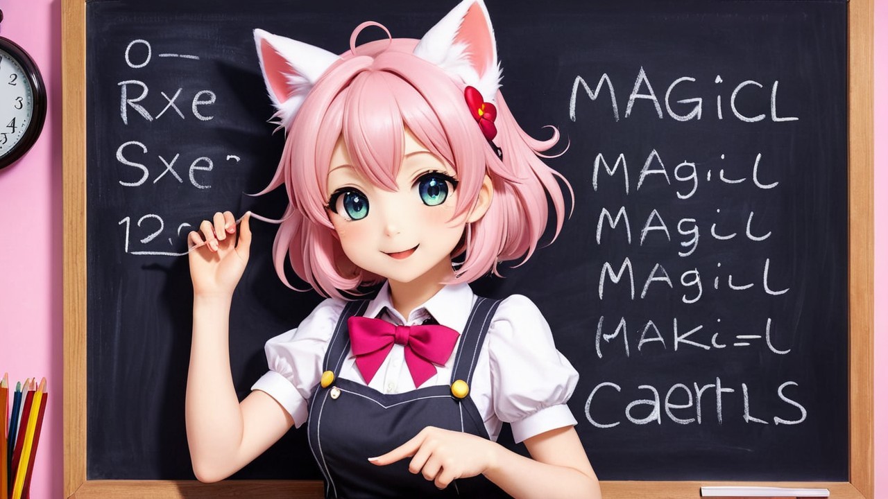 Vibrant anime character with pink hair and cat ears
