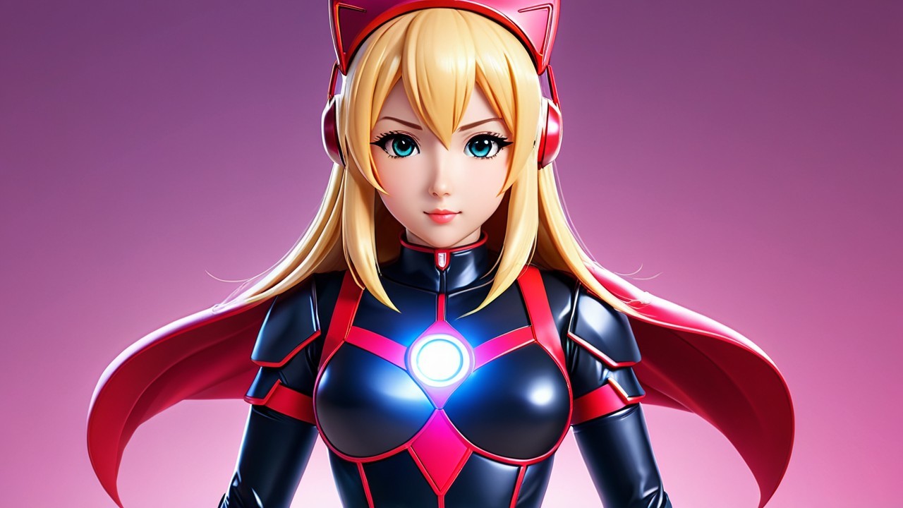 Stylish Female Superhero with Blonde Hair and Red Cape