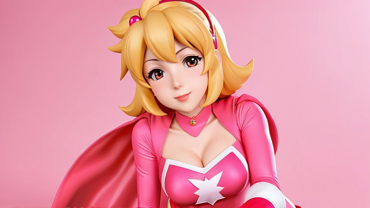 Animated Character in Pink Superhero Costume