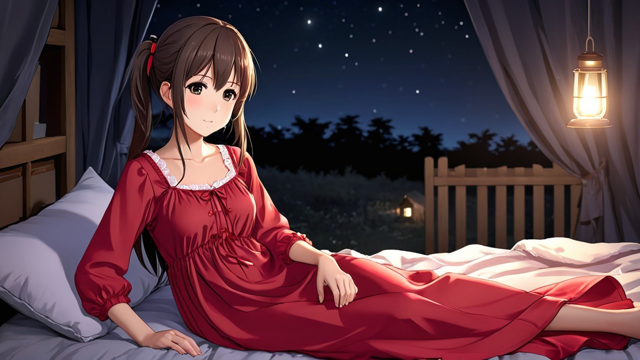 Young girl in cozy bedroom with serene ambiance