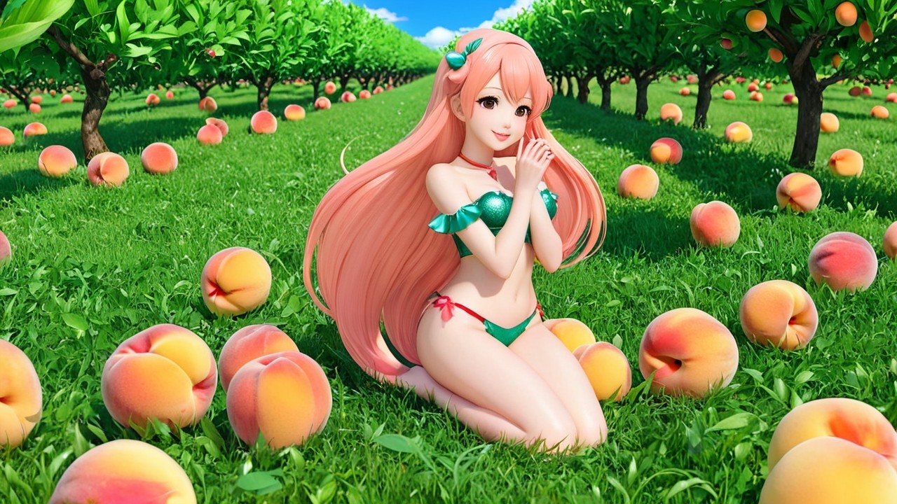 Mermaid in a Charming Peach Orchard