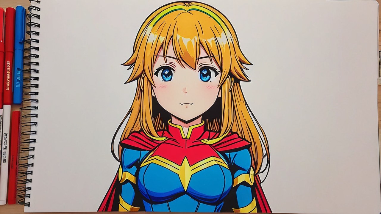 Anime Character in Colorful Superhero Costume
